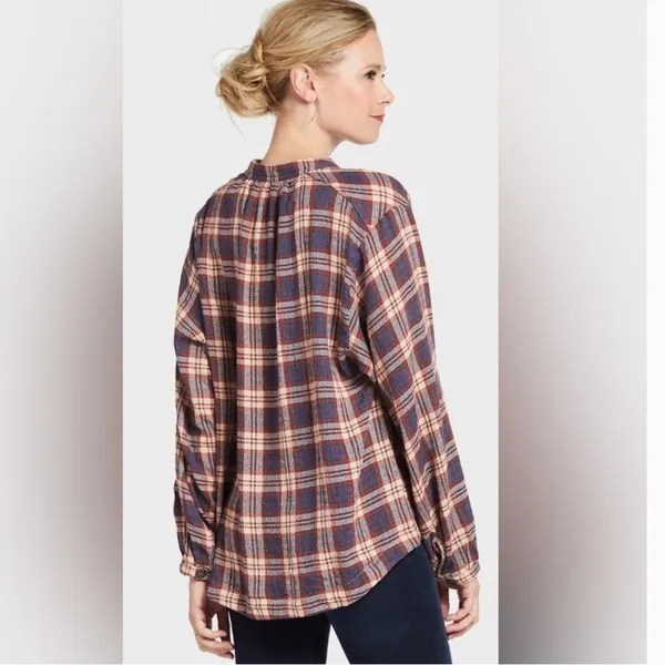 Free People Northern Bound Plaid Popover Button Up Top Small Fall - Image 8