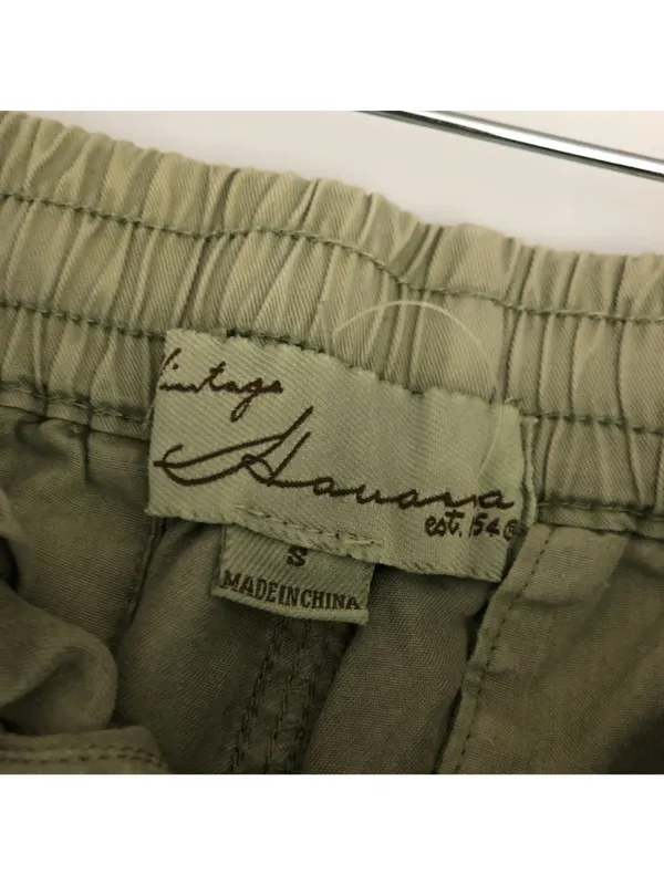 Vintage Havana Womens Olive Green Drawstring Shorts Tuxedo Stripe Size Small - Image 4