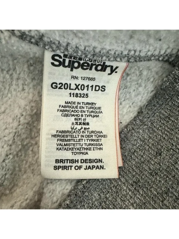 Superdry Orange Label Gray Hoodie Women M Embroidered Logo Pullover - Image 5
