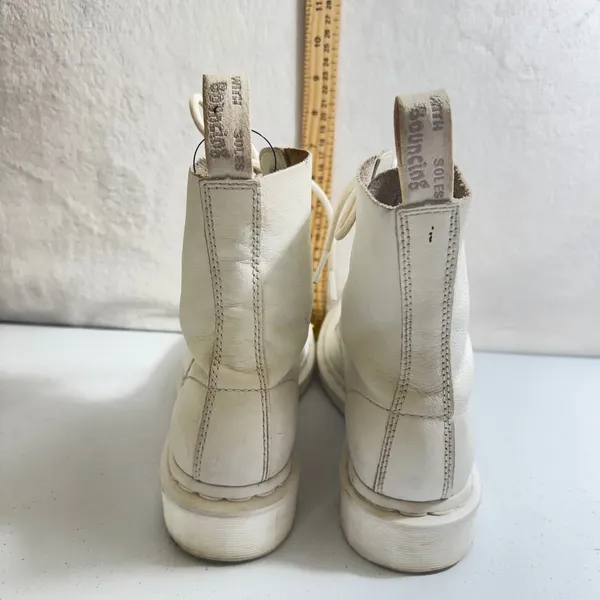 Dr Martens 1460 Pascal Mono White Leather Lace Up Boots Womens Sz US 8 oil Resis - Image 6