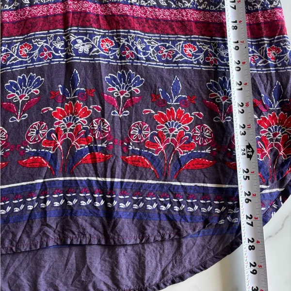 BeachLunchLounge Boho Floral Blouse V-Neck Viscose Peasant Top Festival Size M - Image 6