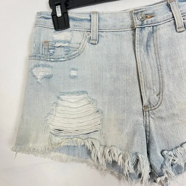 Abercrombie & Fitch High-Rise Distressed Denim Shorts Size 0 - Image 4