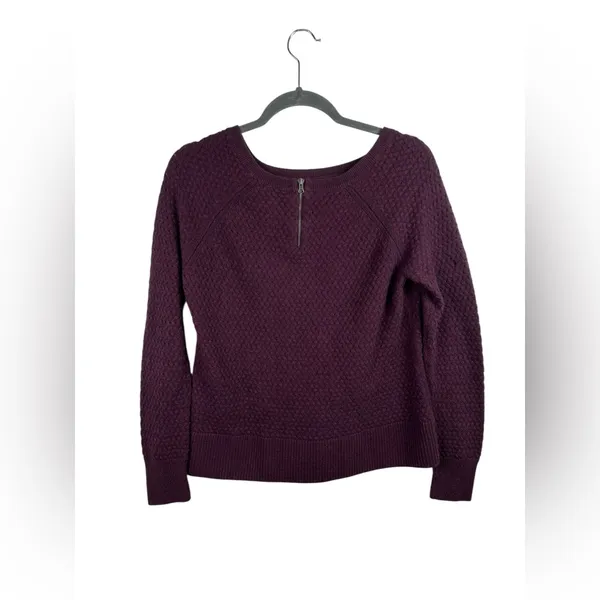 American Eagle Textured Knit Sweater Women’s Large‎ Burgundy Crewneck Pullover - Image 3