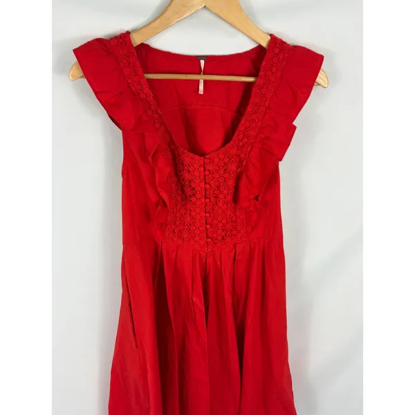 Free People Half Moon Hot Lava Mini Dress Size Small - Image 4