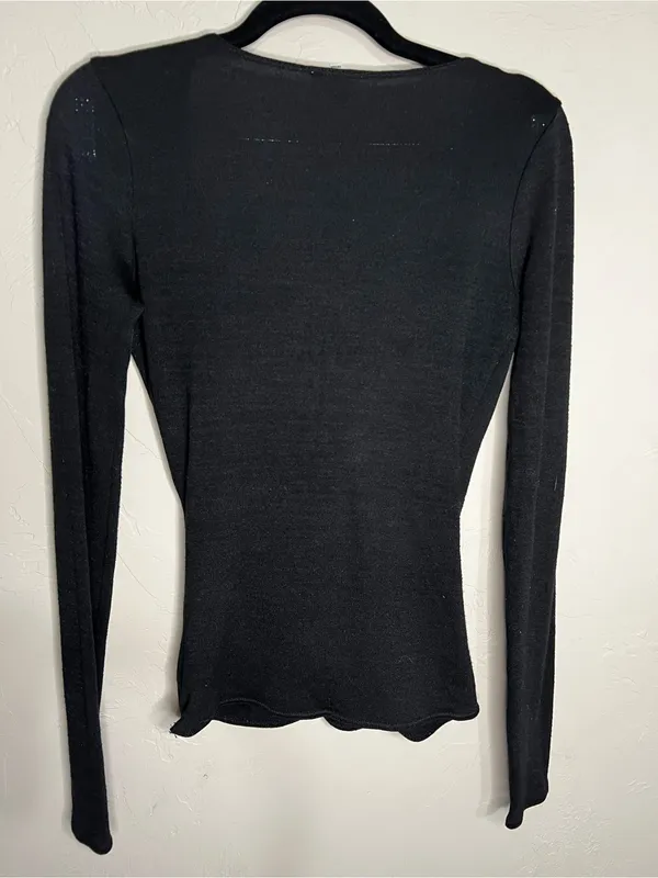 Wilfred Free Aritzia Black Faux Wrap Ballerina‎ Long Sleeve Top - Image 8