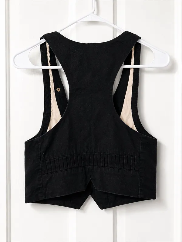 Vintage Obey Black Cropped Vest Top - Image 3