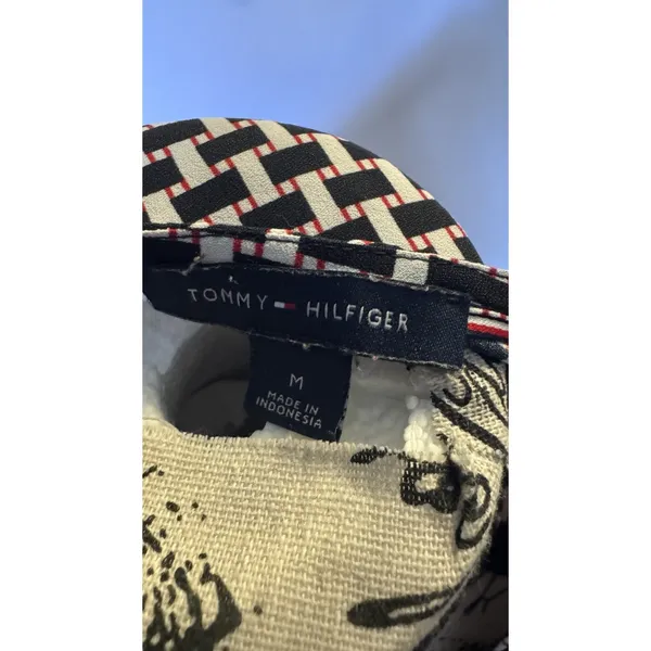 Tommy Hilfiger Women's M Wrap Blouse Geometric Print Flutter Sleeve Tie Waist - Image 10
