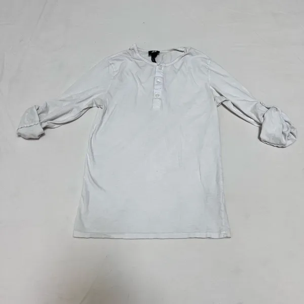H&M White Henley Long Sleeve Shirt - Image 2