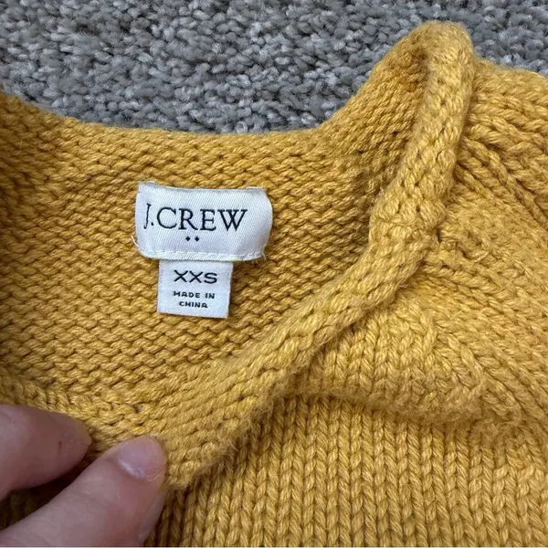 J. Crew Mustard Yellow Roll Neck 100% Cotton Sweater Size XXS - Image 4