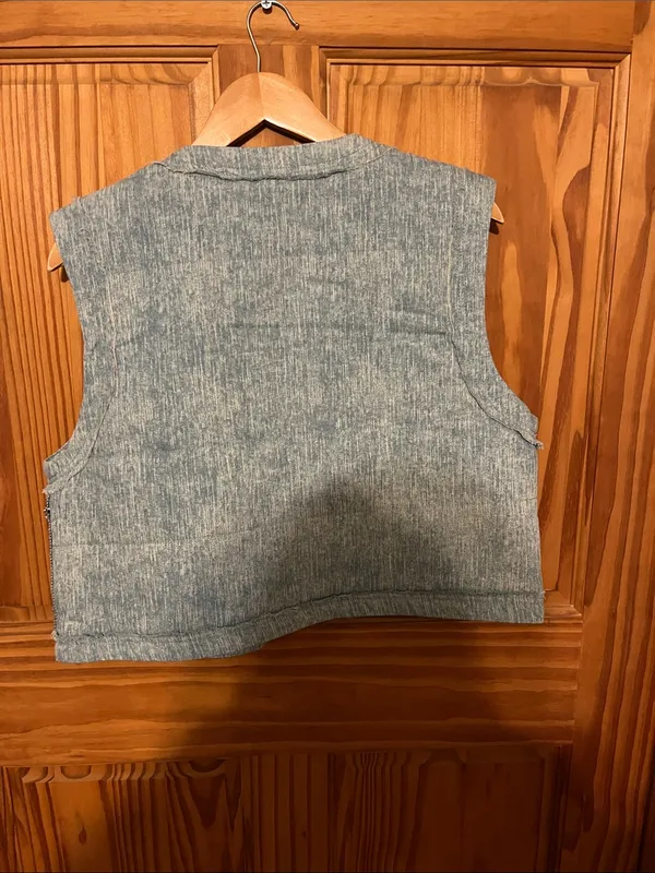 Miss Me Light Blue Sequin Jean  Vest - Image 6