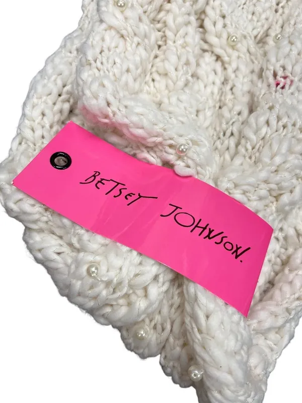 Betsey Johnson womens white cream beaded neck scarf One Size SKU 10-648 - Image 4