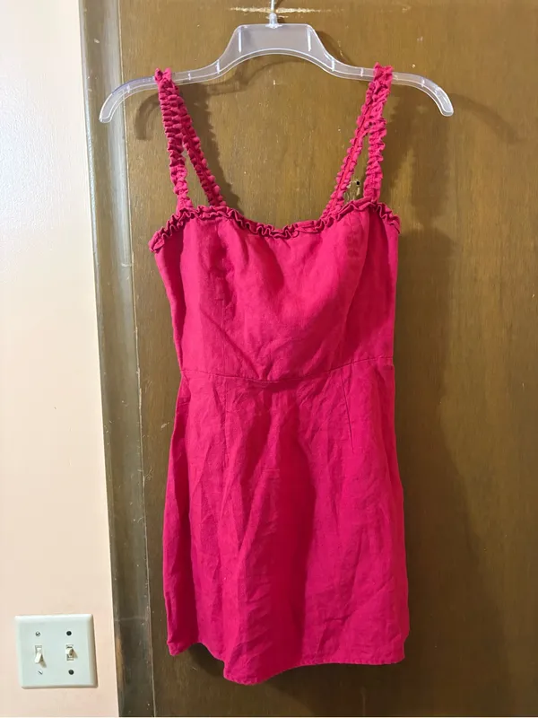 Reformation Janie Mini Dress in Red Rhubarb - Image 2