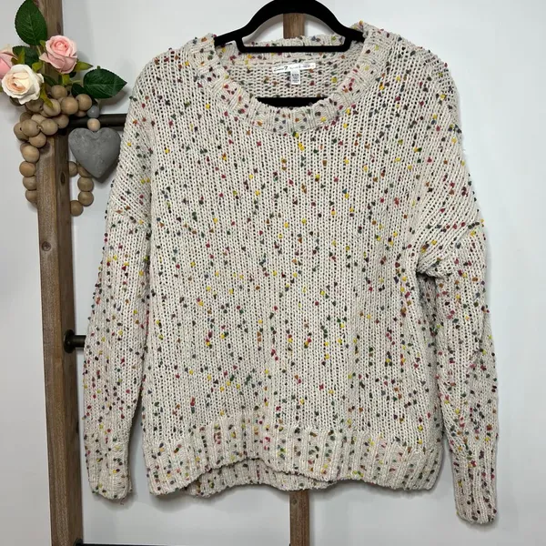 Seven 7 Chunky‎ Popcorn Confetti Rainbow Color Long Sleeve Sweater Size Small - Image 2