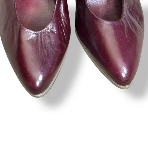 Vintage 80s Burgundy Leather Heels Size 7N Miguel Hernandez Bullock’s Spain‎ - Image 6