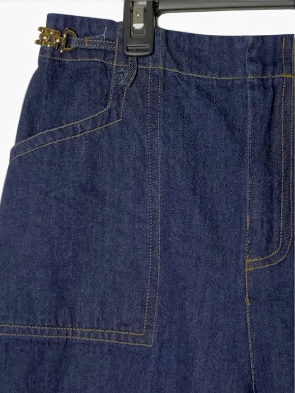 Free Market Wide Leg Jeans Womens M Dark Wash High Rise Gold Chain Denim - Image 5