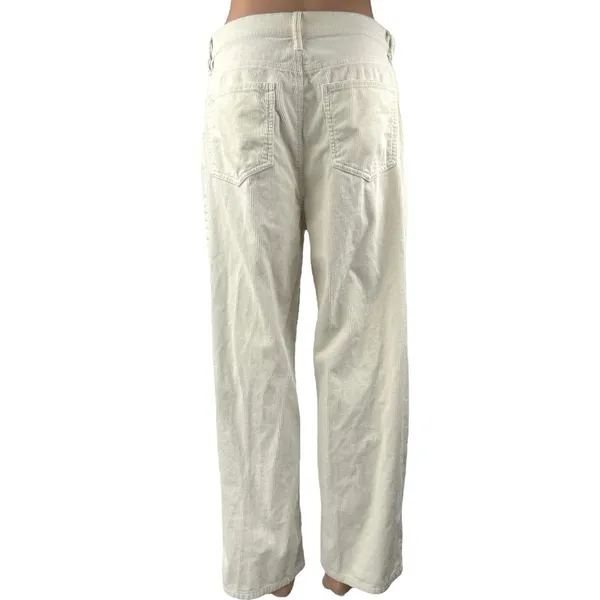 Ann Taylor Easy Straight White Corduroy High Waist Wide Leg Trousers Pants Sz 10 - Image 3