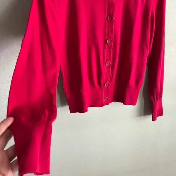 Banana Republic Y2K Hot Pink Fitted Button Cardigan Sweater Small - Image 4