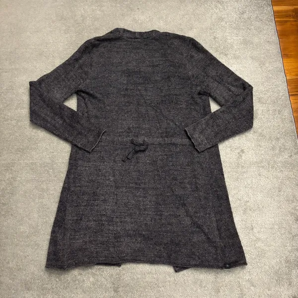 Barefoot Dreams CozyChic Lite Open Front Cardigan Cinch Tie Back Carbon Gray - Image 3