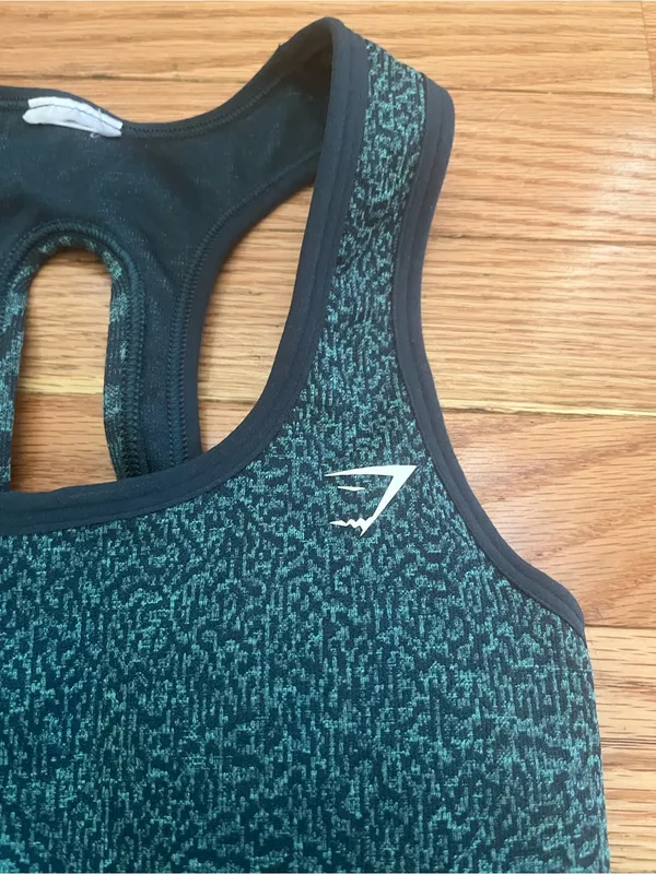 Gymshark Green Seamless Racerback Sports Bra Small Crop Tank - Image 2