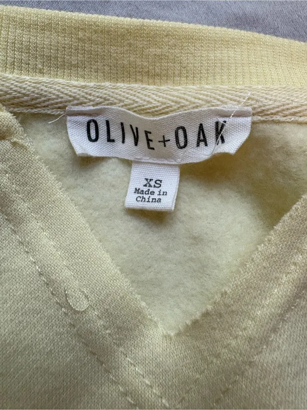 Olive + Oak Butter Yellow Fleece Sweatshirt XS Notch Neck Pullover - Image 3