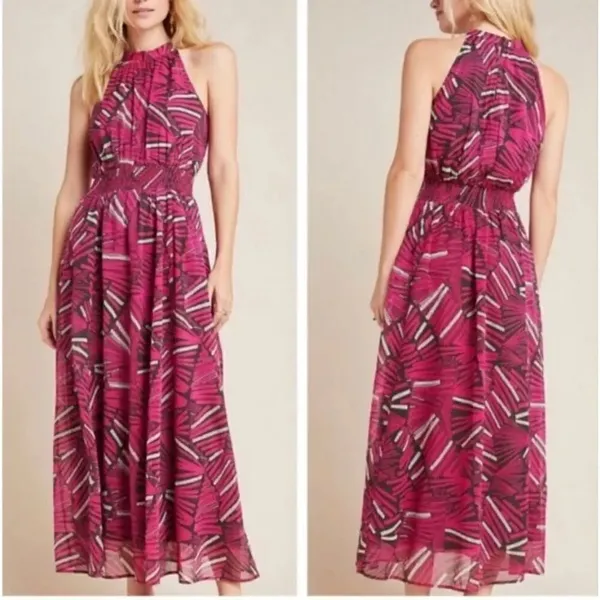 Anthropologie Maeve Kelli Halter Maxi Dress Pink Small - Image 2