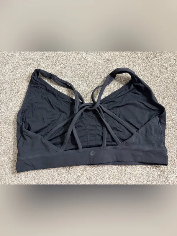 Athleta Strappy Sports Bra in Black Size 1X Athleisure Gym Workout Sporty READ - Image 4