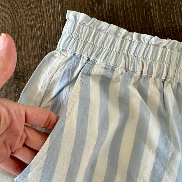 Madewell Pull On Boxer Style Lounge Shorts Blue Stripe Womens Large NEW - Image 6