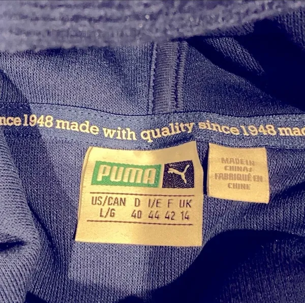 Puma Dark Blue Color Block Velour Velvet Oversized Hoodie Sweatshirt L Athletic - Image 7