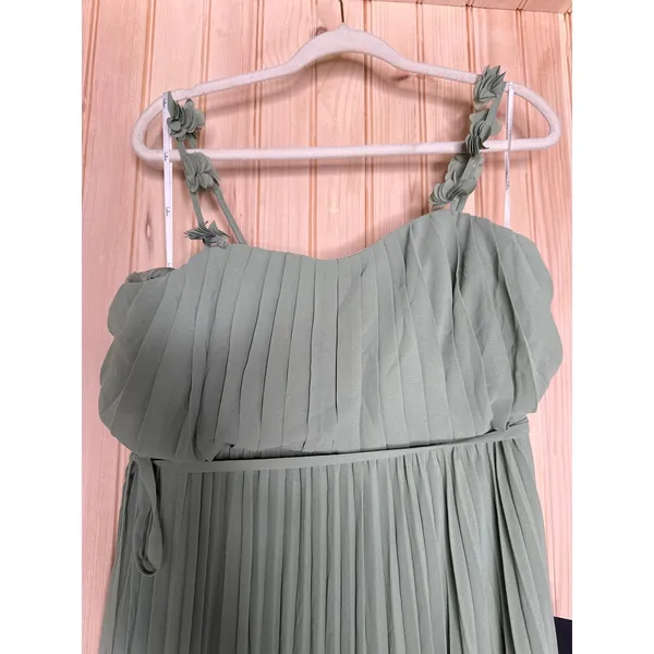 NWT Lulus Hera Sage Pleated Floral Applique Maxi Dress Bridesmaid Gala Size L - Image 5