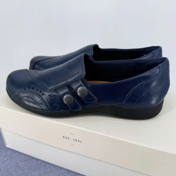 Rockport Daisey Slipon Womens 7N Navy Blue Leather Perforated Loafers CH4056‎ - Image 6