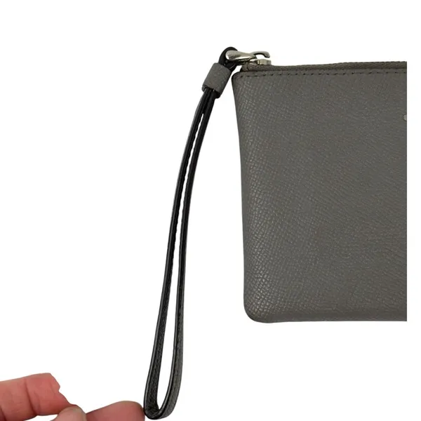 Coach F58032 Corner Zip Wristlet Crossgrain Leather Wallet Gray Small - Image 3