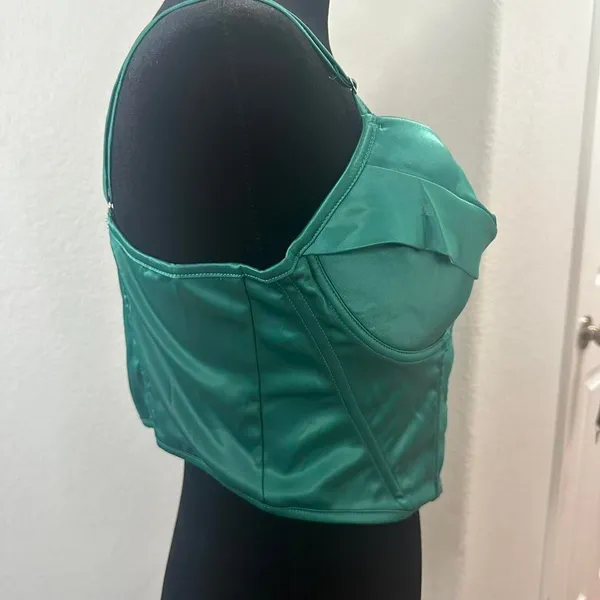 Satin Spaghetti Strap Party Crop Top Rave‎ Cute Zip Back Outfits Corset - Image 5