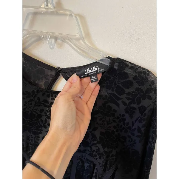 Lulu's Lace Dark Academia Goth Sexy Bodycon Mini Dress Black Size Medium - Image 6