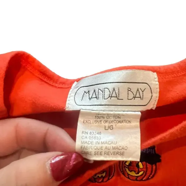 Mandal Bay Women's Large Orange Halloween Embroidered Pumpkins‎ Long Sleeve Top - Image 2