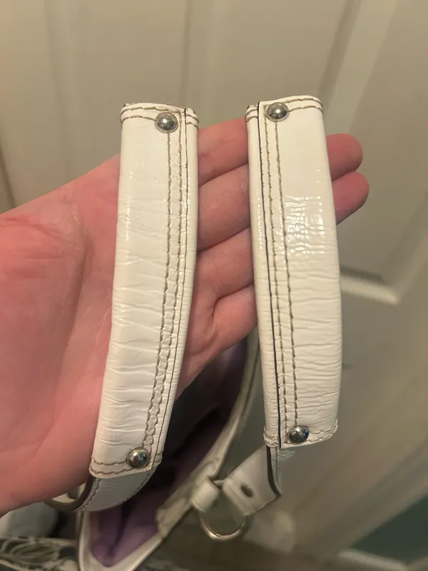 COACH White and Silver Shimmer Signature C Shoulder Purse - Image 10