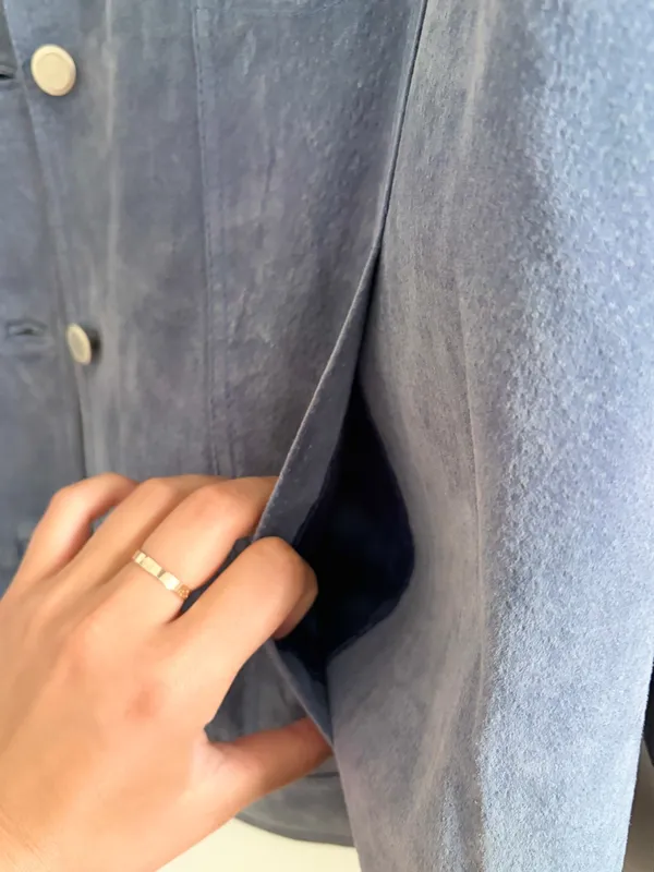 Club Monaco Slate Blue Suede Jacket Gray Size M - Image 5