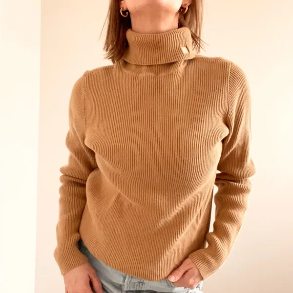 Ralph Lauren Camel Cotton Turtleneck Sweater - Image 4