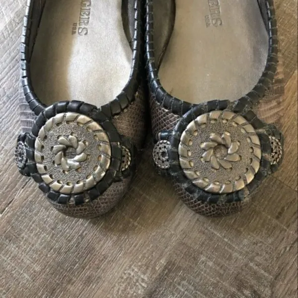 Jack Rogers Dakota Snakeskin Animal Print Coin‎ Medallion Flats 6 - Image 8