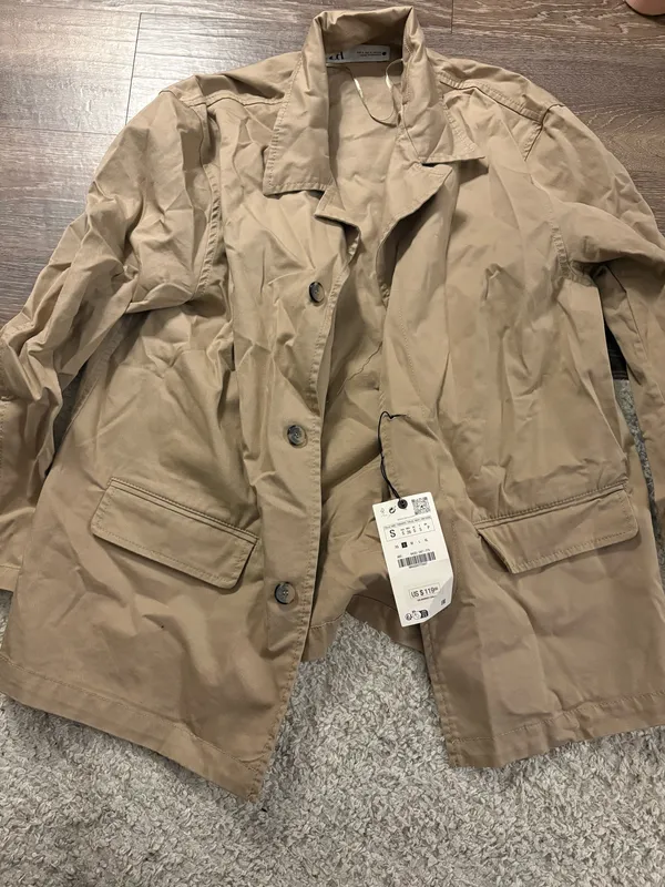 NWT ZARA WASHED TWILL BLAZER ZW COLLECTION LIGHT WHISKEY Jacket. SIZE Small - Image 3