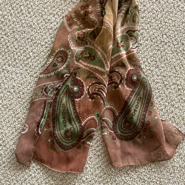 Chico’s Silken Scarf Sheer Patterned Paisley Business Professional FLAW - Image 2