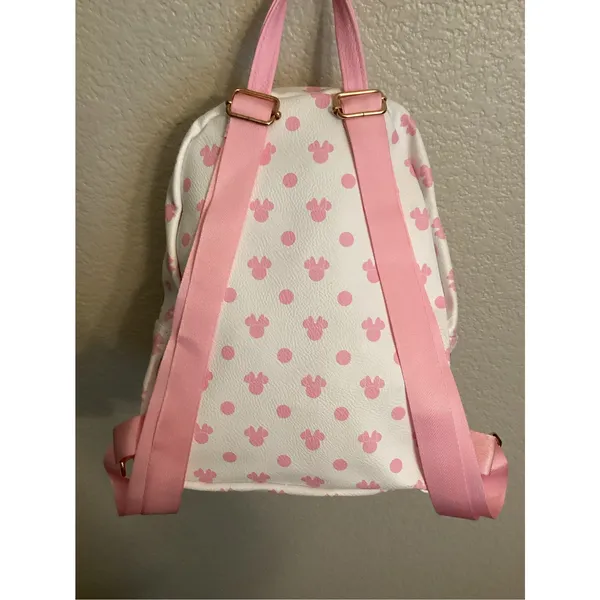 NWOT Minnie Mouse Pink Polkadot Faux Leather Mini Backpack - Image 4