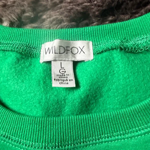 Wildfox Green Crewneck Sweater with Candy Cane Design - Image 3