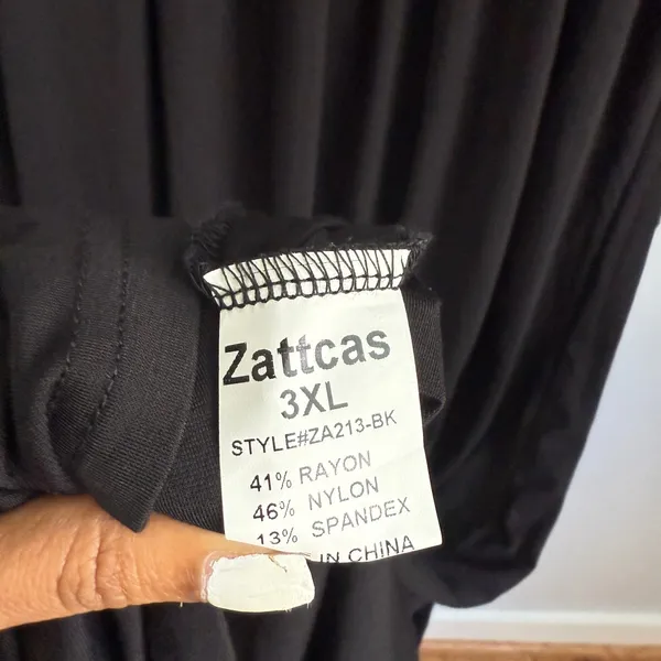 Zattcas Women's XXXL Black Maxi‎ Dress Long Lace Sleeve V Neck - Image 6
