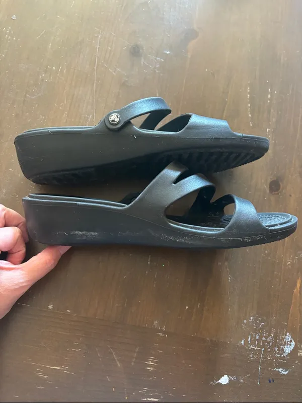 CROCS Black Dual-Strap Comfort Slides - Image 4