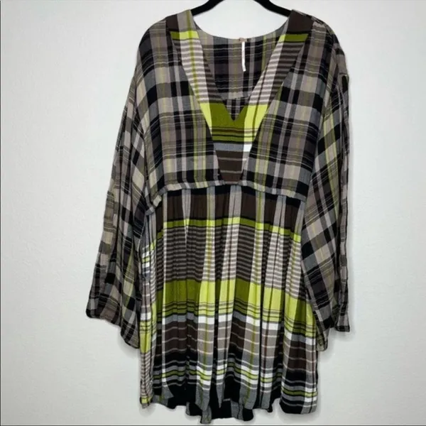 Free people‎ falling stars plaid mini dress - Image 4