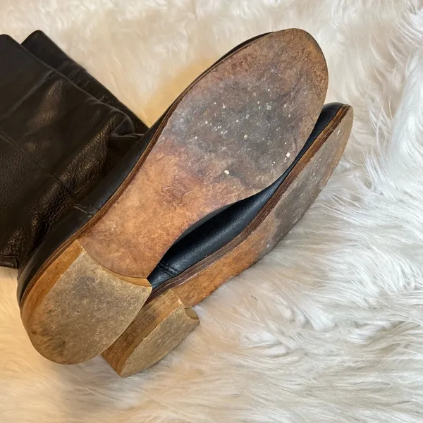 Vintage leather Tall Boots Woman’s Size 10 Black Textured - Image 7