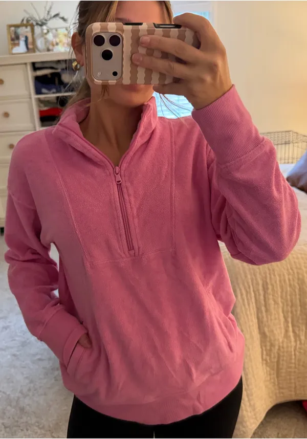 Aerie Pink Terrycloth quarter zip jacket - Image 3