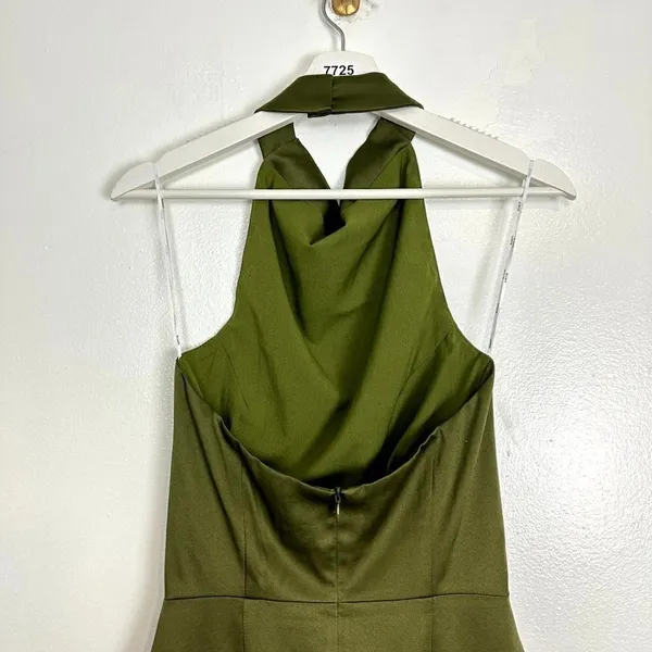 ELLIATT Camo Asymmetric Satin Cocktail Dress in Khaki Size X-Small - Image 11