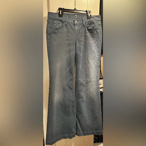Vintage 7 For All Mankind Ginger Low-Rise Wide Leg Jeans $248MSRP - Image 13