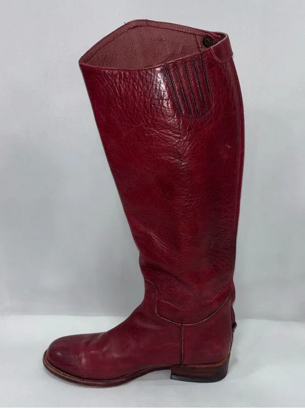 Frye Cherry Red Leather Riding Boots - Image 8